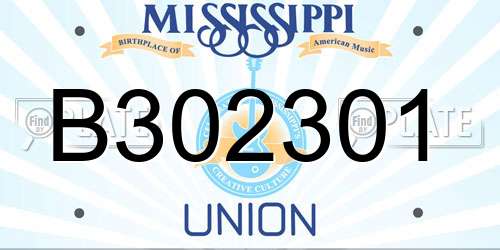 B302301 Mississippi License Plate