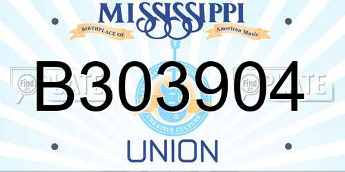 B303904 Mississippi License Plate