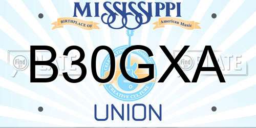 B30GXA Mississippi License Plate