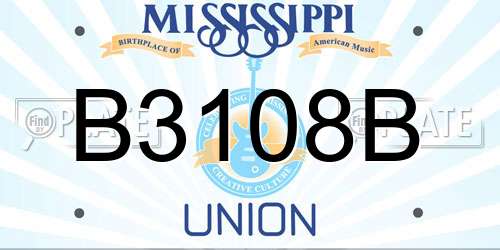 B3108B Mississippi License Plate