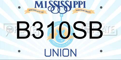 B310SB Mississippi License Plate