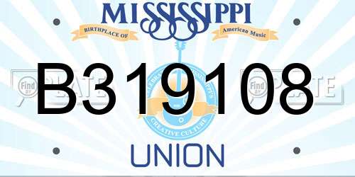 B319108 Mississippi License Plate