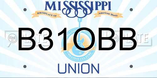 B31OBB Mississippi License Plate