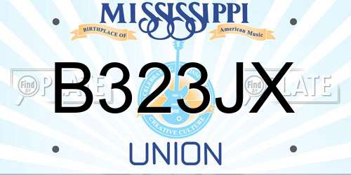 B323JX Mississippi License Plate