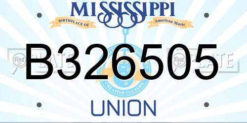 B326505 Mississippi License Plate