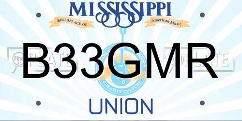 B33GMR Mississippi License Plate