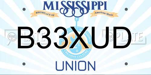 B33XUD Mississippi License Plate