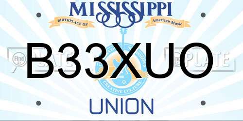 B33XUO Mississippi License Plate