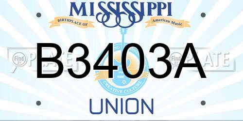 B3403A Mississippi License Plate