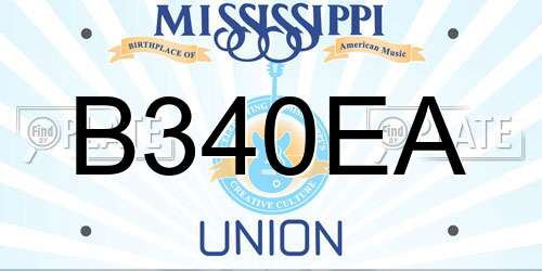 B340EA Mississippi License Plate