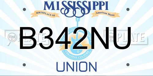 B342NU Mississippi License Plate
