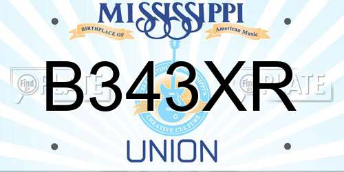 B343XR Mississippi License Plate