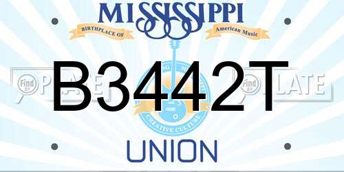 B3442T Mississippi License Plate