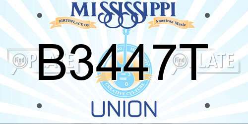 B3447T Mississippi License Plate