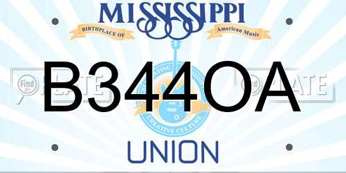 B344OA Mississippi License Plate