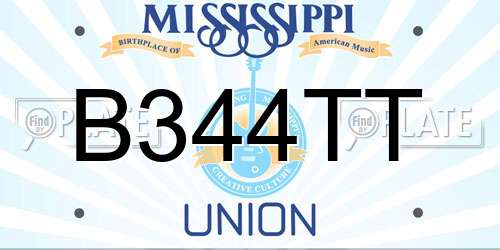 B344TT Mississippi License Plate