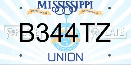 B344TZ Mississippi License Plate