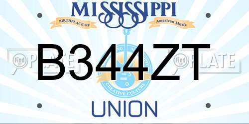 B344ZT Mississippi License Plate