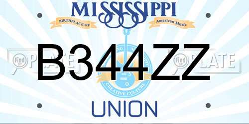 B344ZZ Mississippi License Plate