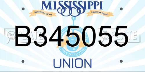 B345055 Mississippi License Plate