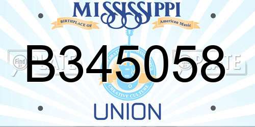B345058 Mississippi License Plate
