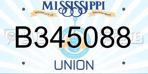 B345088 Mississippi License Plate