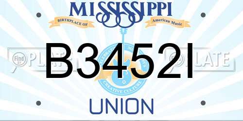 B3452I Mississippi License Plate