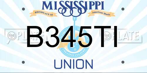 B345TI Mississippi License Plate