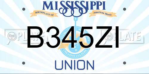 B345ZI Mississippi License Plate