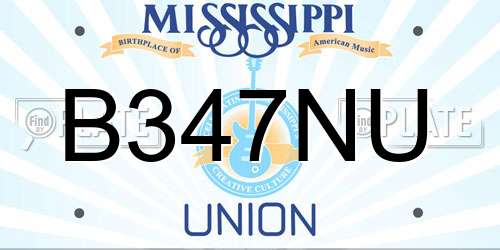 B347NU Mississippi License Plate