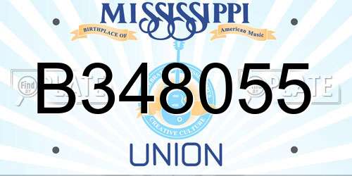 B348055 Mississippi License Plate