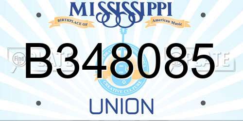 B348085 Mississippi License Plate
