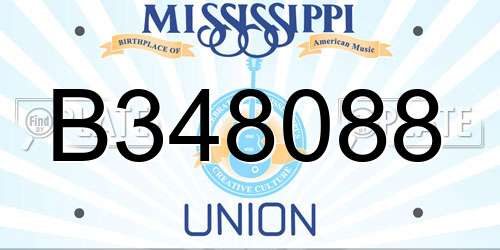 B348088 Mississippi License Plate