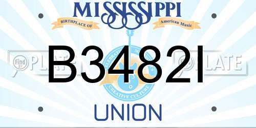 B3482I Mississippi License Plate