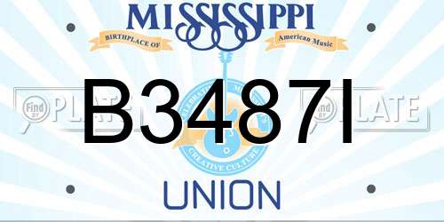 B3487I Mississippi License Plate