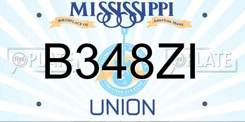B348ZI Mississippi License Plate