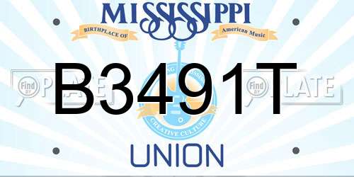 B3491T Mississippi License Plate