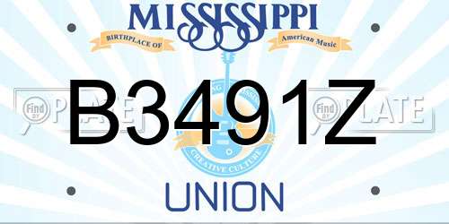B3491Z Mississippi License Plate