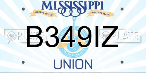 B349IZ Mississippi License Plate