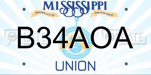 B34AOA Mississippi License Plate