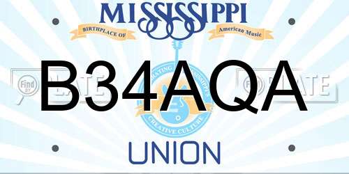 B34AQA Mississippi License Plate