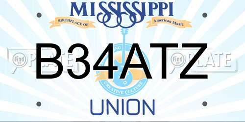 B34ATZ Mississippi License Plate
