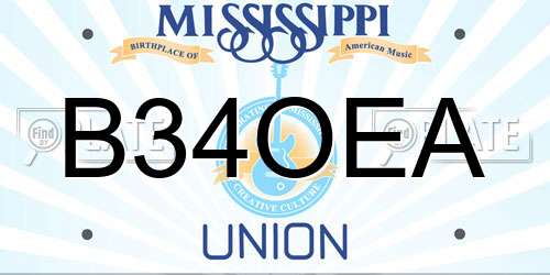 B34OEA Mississippi License Plate