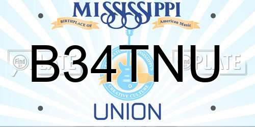 B34TNU Mississippi License Plate