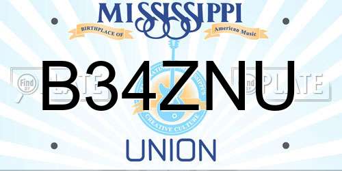 B34ZNU Mississippi License Plate