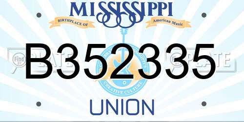 B352335 Mississippi License Plate