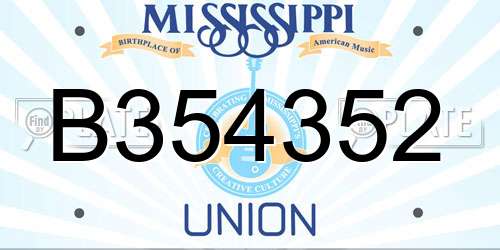 B354352 Mississippi License Plate