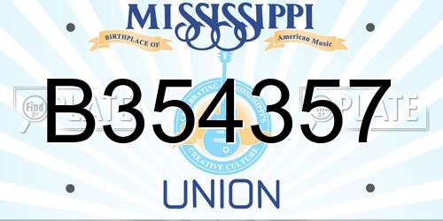 B354357 Mississippi License Plate