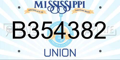 B354382 Mississippi License Plate