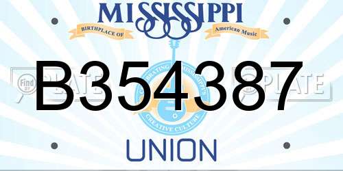 B354387 Mississippi License Plate